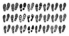 Print Of Shoe Vector Black Set Icon.Vector Illustration Print Of Sole Shoe On White Background . Isolated Set Icon Footprint Foot.