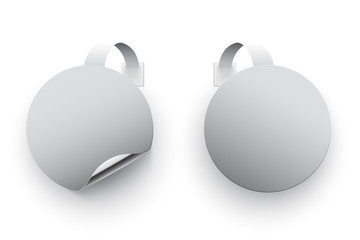 Poster - realistic silver sales tags in circle shape set