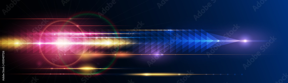 Illustration of light ray, stripe line with blue light, speed motion background. Vector design abstract, science, futuristic, energy, modern digital technology concept for wallpaper, banner background - obrazy, fototapety, plakaty 