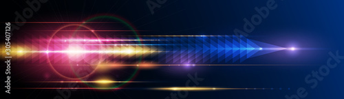 Fotografía Illustration of light ray, stripe line with blue light, speed motion background