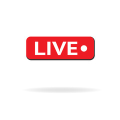 Poster - Red symbol button of live streaming, broadcasting, online stream. Lower third template for tv, shows, movies and live performances.
