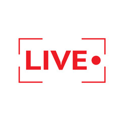Poster - Red symbol button of live streaming, broadcasting, online stream. Lower third template for tv, shows, movies and live performances.