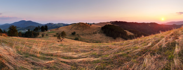 Wall Mural - Mountain panorama over Banska Stiavnica