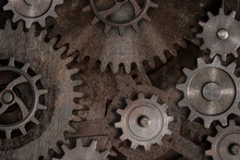 Rustic Gears And Cogs Mechanism. Mixed Media.
