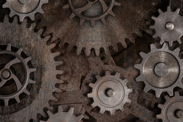 Wall Mural - Rustic gears and cogs mechanism. Mixed media.