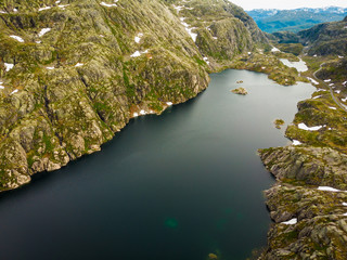 Sticker - Aerial view. Lakes in mountains Norway