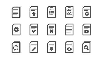 Poster - Document icons. Report, Checklist and Download file. Read message classic icon set. Quality set. Vector