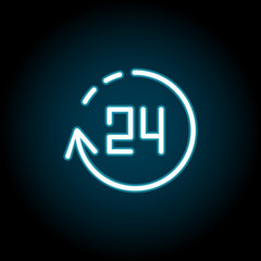 Poster - 24 hour blue neon icon. Simple thin line, outline vector of time icons for ui and ux, website or mobile application