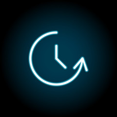 Poster - Counterclockwise rotation blue neon icon. Simple thin line, outline vector of time icons for ui and ux, website or mobile application