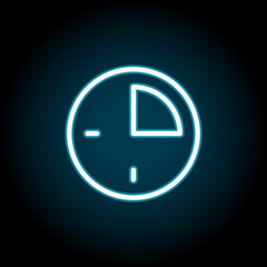 Poster - Quarter of an hour blue neon icon. Simple thin line, outline vector of time icons for ui and ux, website or mobile application