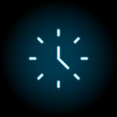 Poster - Wall clock blue neon icon. Simple thin line, outline vector of time icons for ui and ux, website or mobile application