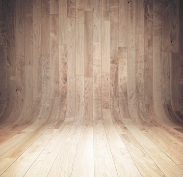 Curved wooden background