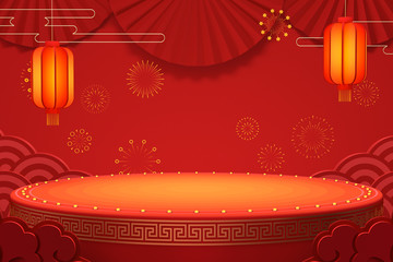 Wall Mural - Happy new year Chinese New Year Platform Product display