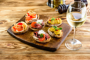 Wall Mural - Bruschetta or authentic traditional Spanish tapas