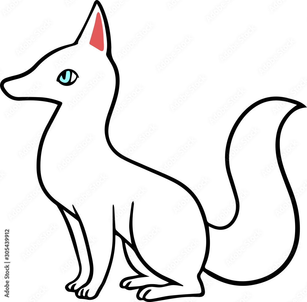 青目の白い狐のイラスト Cuadros Canvas Con Marco