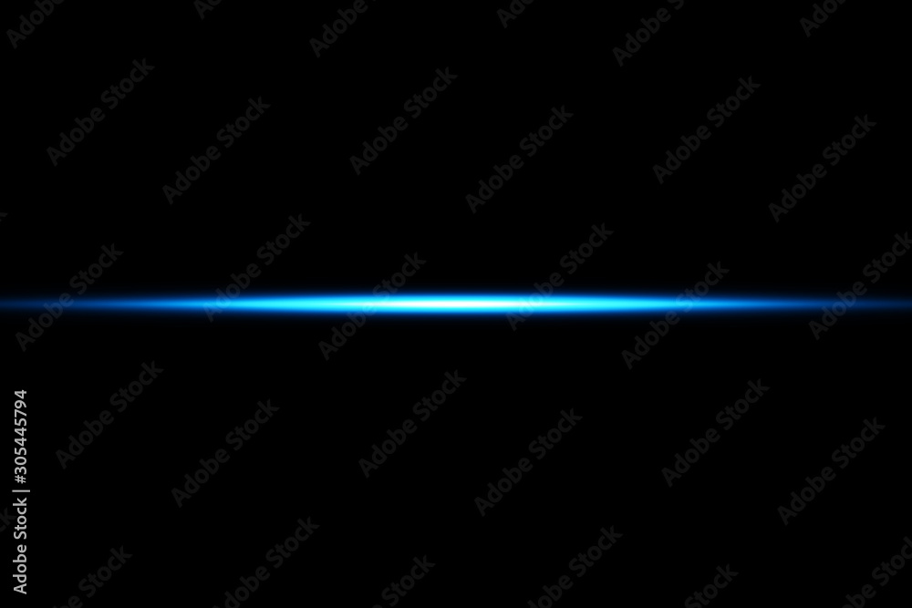 Abstract blue lights lines on black background vector illustration. A bright flash of light on the line - obrazy, fototapety, plakaty 