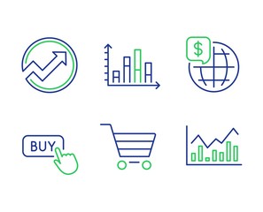 Wall Mural - world money, market sale and buy button line icons set. audit, diagram graph and infochart signs. gl