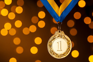 Wall Mural - gold champion or winners medallion on a ribbon