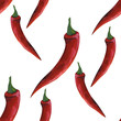 Watercolor red pepper. Mexican food. Seamless pattern