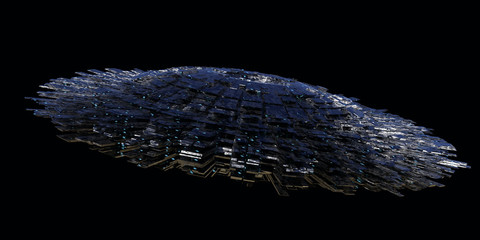 Wall Mural - ufo, extraterrestrial visitors with alien spaceship (3d space rendering isolated on black background