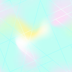 Thin line seamless pattern on mint blue background. Iridescent gradient mesh. Abstract geometric ornament