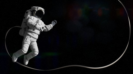 Wall Mural - astronaut waving during spacewalk