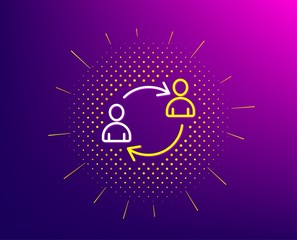 Aufkleber - Teamwork line icon. Halftone pattern. User communication or Human resources. Profile Avatar sign. Person silhouette symbol. Gradient background. User communication line icon. Vector