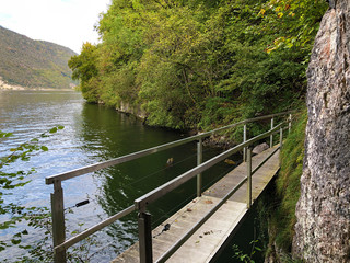 Walking and recreational trails along the alpine lake Alpnachersee, Alpnach - Canton of Obwalden, Switzerland