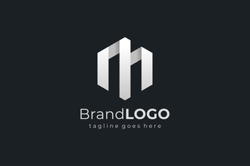 Poster - Hexagon Letter M Construction Architecture Building Logo. Flat Vector Logo Design Template Element