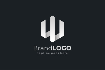 Poster - hexagon letter w construction architecture building logo. flat vector logo design template element