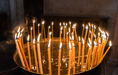 Candles in the Church of the Holy Sepulchre Jerusalem