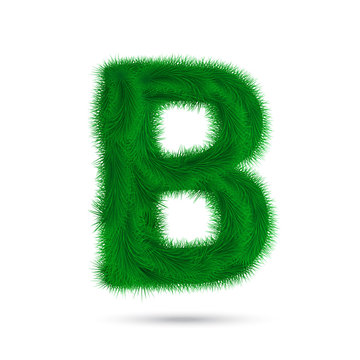 Decorative letter of fir tree isolated on white.