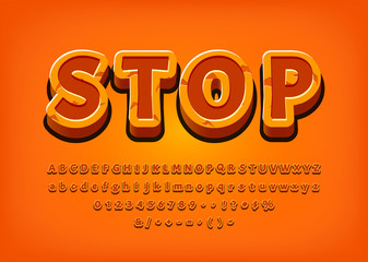 Fototapete - Stop 3d Alphabet game logo tittle text effect Vector illustration