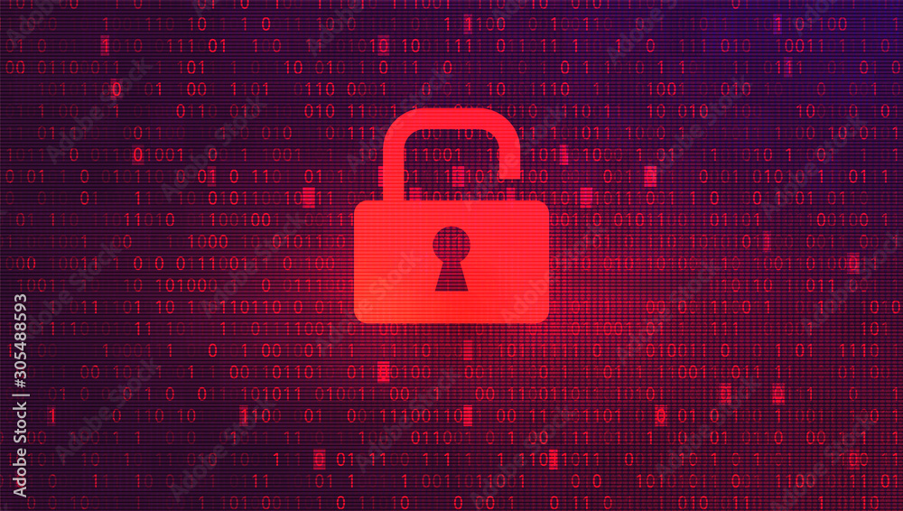Abstract Red Background with Binary Code Numbers. Data Breach, Malware ...