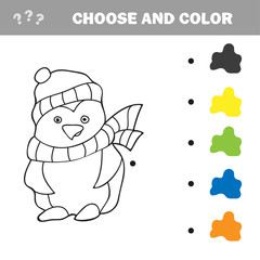  Vector illustration of Penguin cartoon - Coloring book for kids