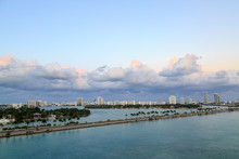 Miami Town From Fort Lauderdale Port In Miami, FL, USA