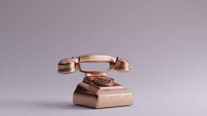 Bronze Vintage Telephone Right 3d illustration 3d render	