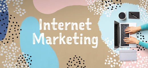 Poster - Internet marketing with person using a laptop computer