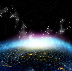 Wall Mural - global network for the exchange of data on the planet earth. elements of this image furnished by nas