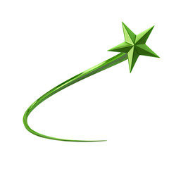 Wall Mural - Green Shooting Star 3d Illustration isolated on white background