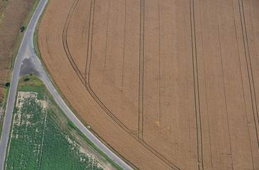 gambais, france - july 7 2017 : aerial photography of fields