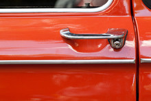 Red Retro Car Door With A Beautiful Stylish Handle