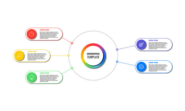 infographic template with five round elements on white background. modern business process visualisation with thin line marketing icons. vector illustration easy to edit and customize. eps 10
