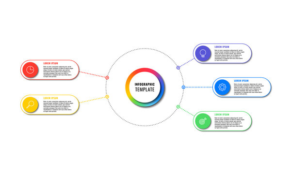 infographic template with five round elements on white background. modern business process visualisation with thin line marketing icons. vector illustration easy to edit and customize. eps 10