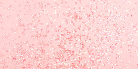 Wall Mural - festive pink background. stars on pastel pink background. christmas. wedding. birthday. happy womens