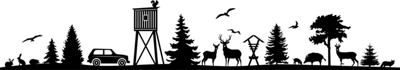 Wall Mural - forest nature landscape skyline vector silhouette