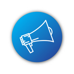 Wall Mural - vector megaphone icon. blue circle button.