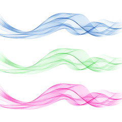 Poster - Vector set of waves. Abstract wavy lines, design element.