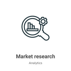 Poster - Market research outline vector icon. Thin line black market research icon, flat vector simple element illustration from editable analytics concept isolated on white background