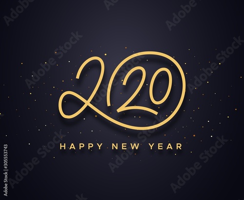 Cuadros en Lienzo Happy New Year 2020 wishes typography